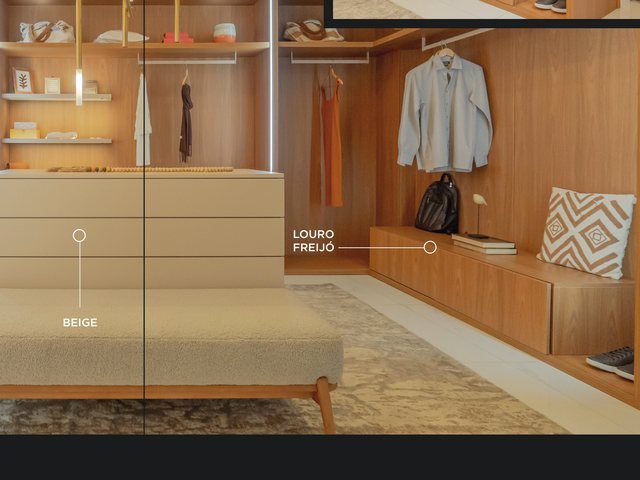 Closet Planejado em madeira Azul Sereno com puxador perfil, Moveleiros