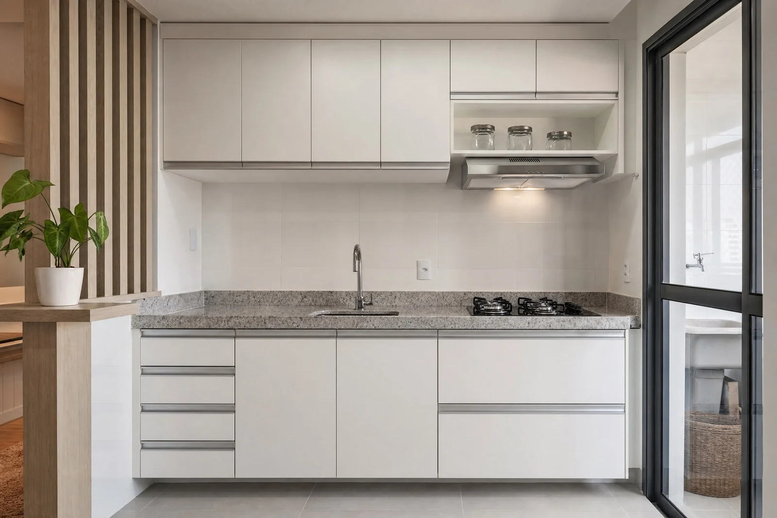Armário de Cozinha Planejado Simples em madeira, projeto Moveleiros
