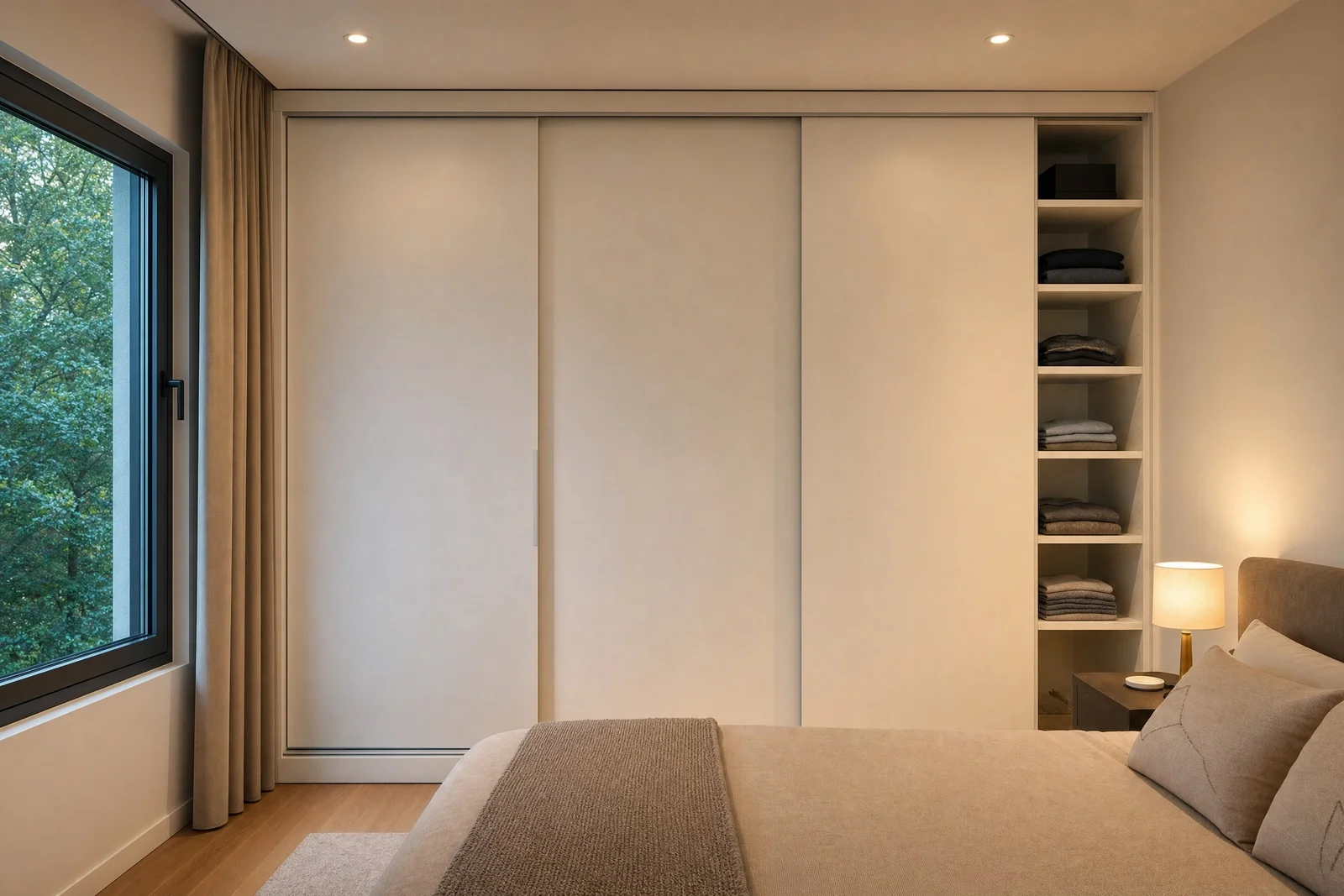 armário embutido quarto em madeira, projeto Moveleiros