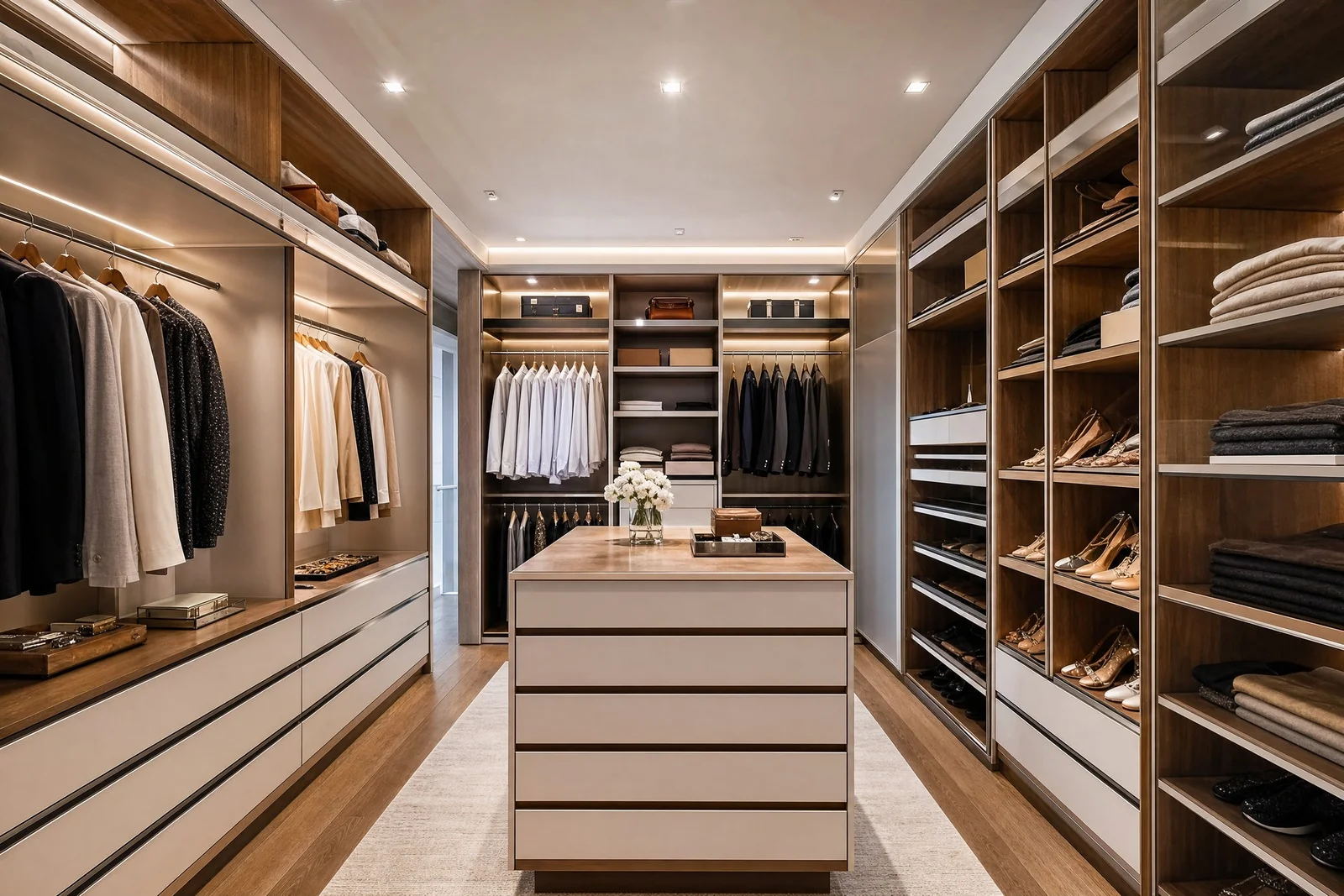 closet planejado casal em madeira, projeto Moveleiros