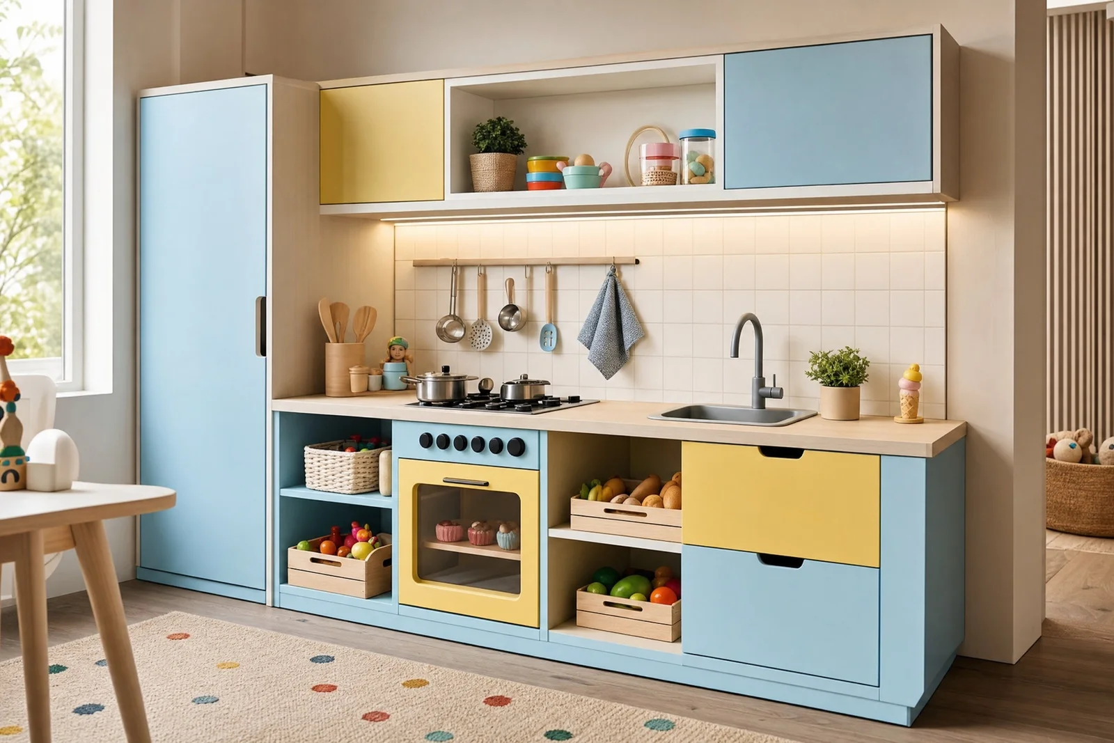 cozinha planejada infantil em madeira, projeto Moveleiros