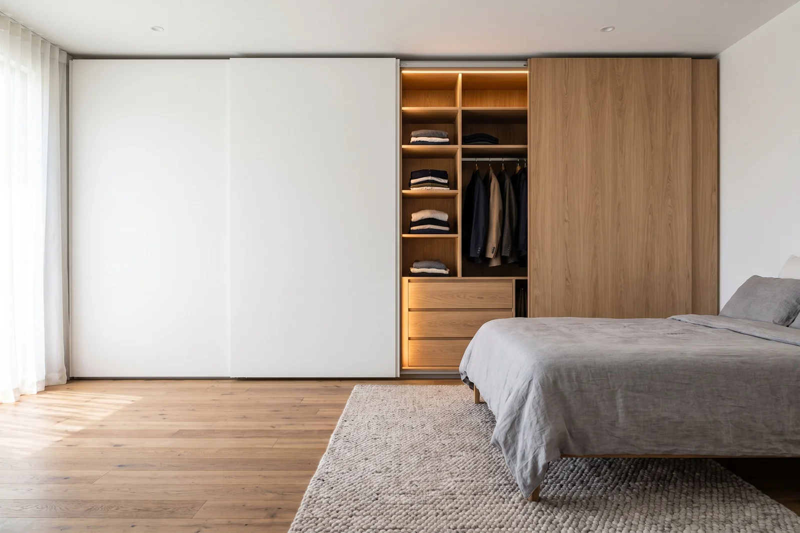 guarda roupa de 3 metros planejado em madeira, projeto Moveleiros