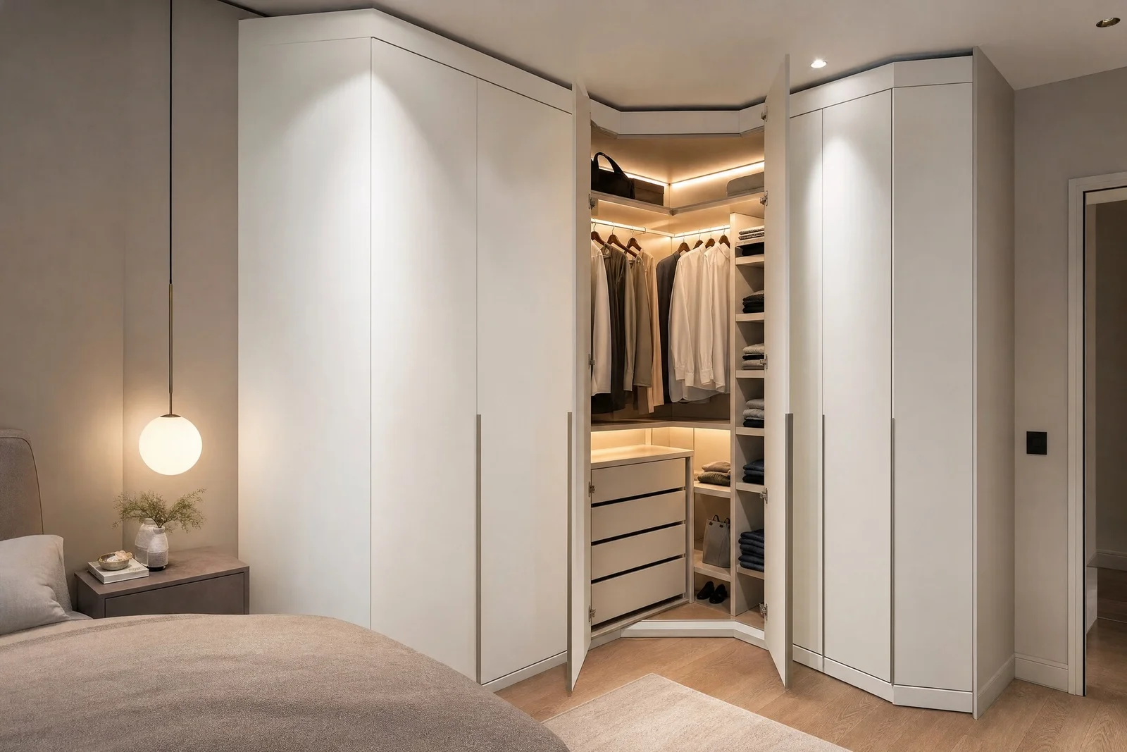 guarda roupa por medida em madeira, projeto Moveleiros