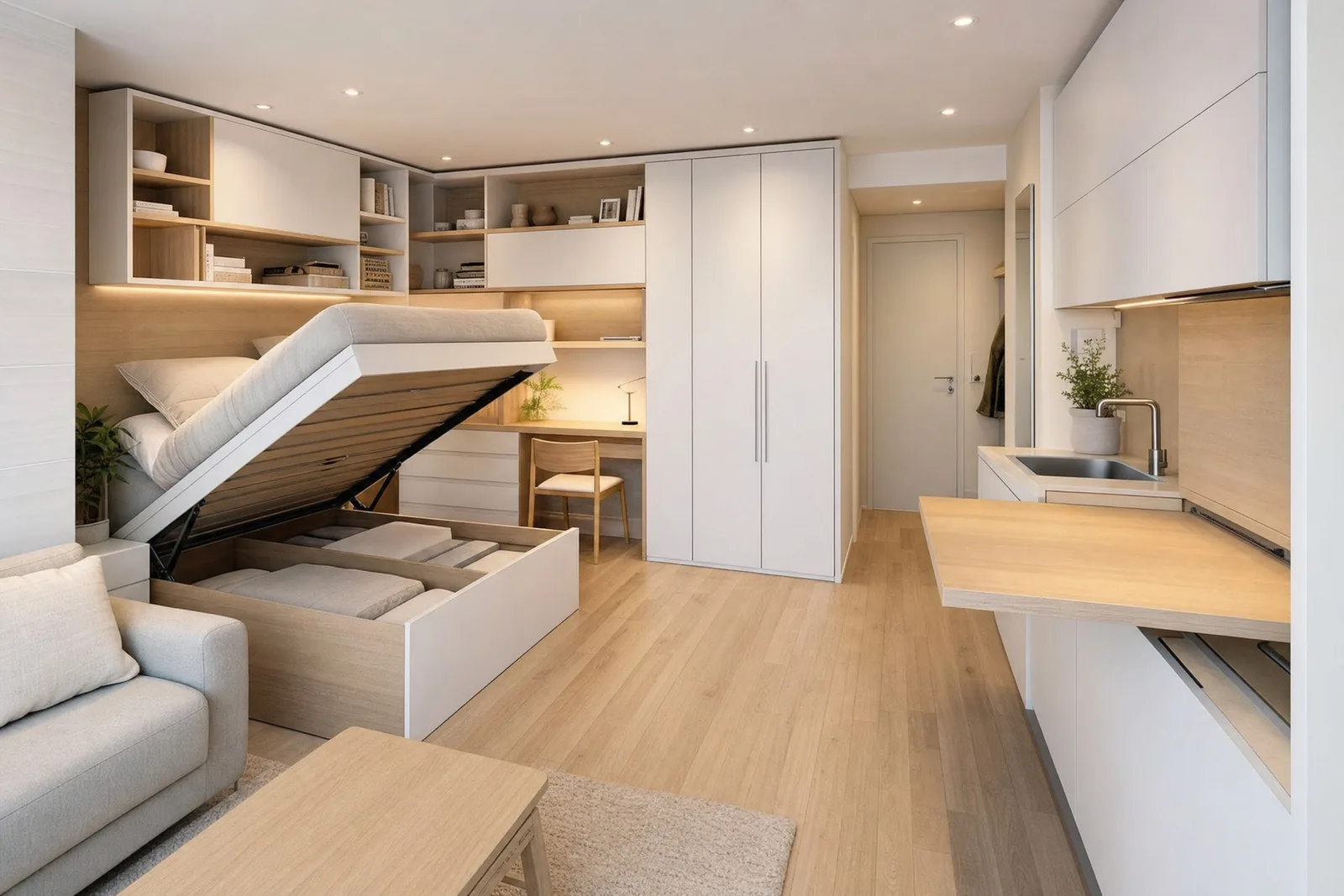 móveis planejados para apartamentos de 40m2 em madeira, projeto Moveleiros