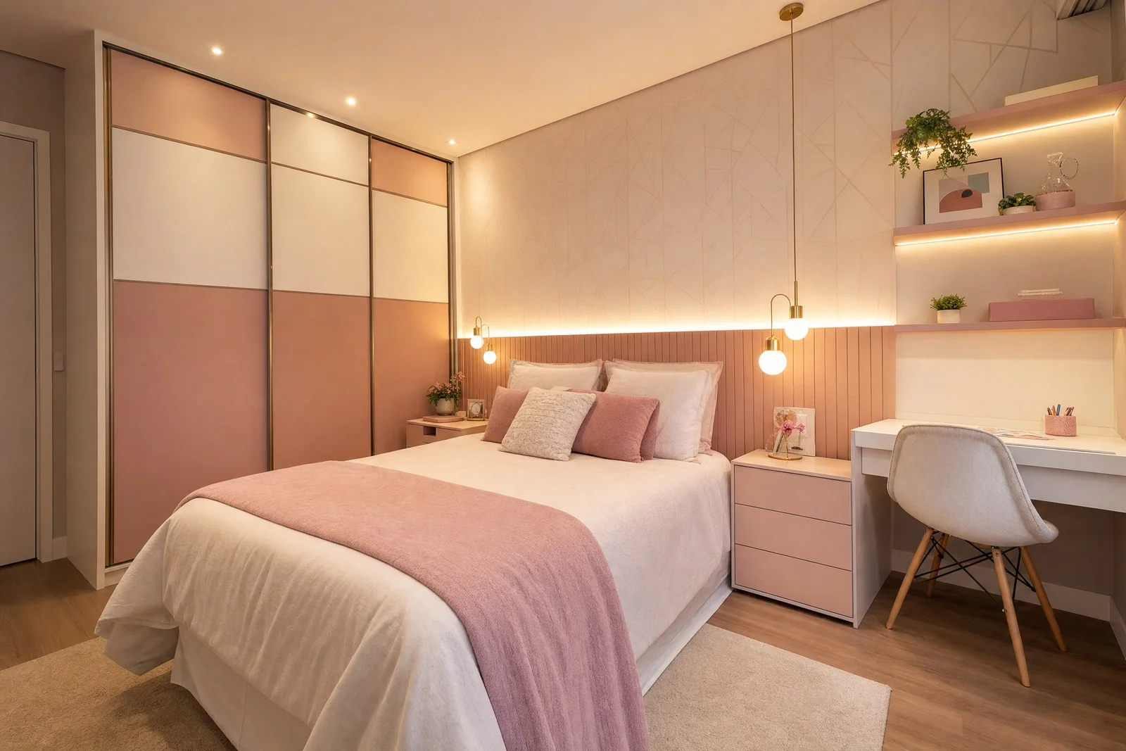 quarto planejado para menina em madeira, projeto Moveleiros